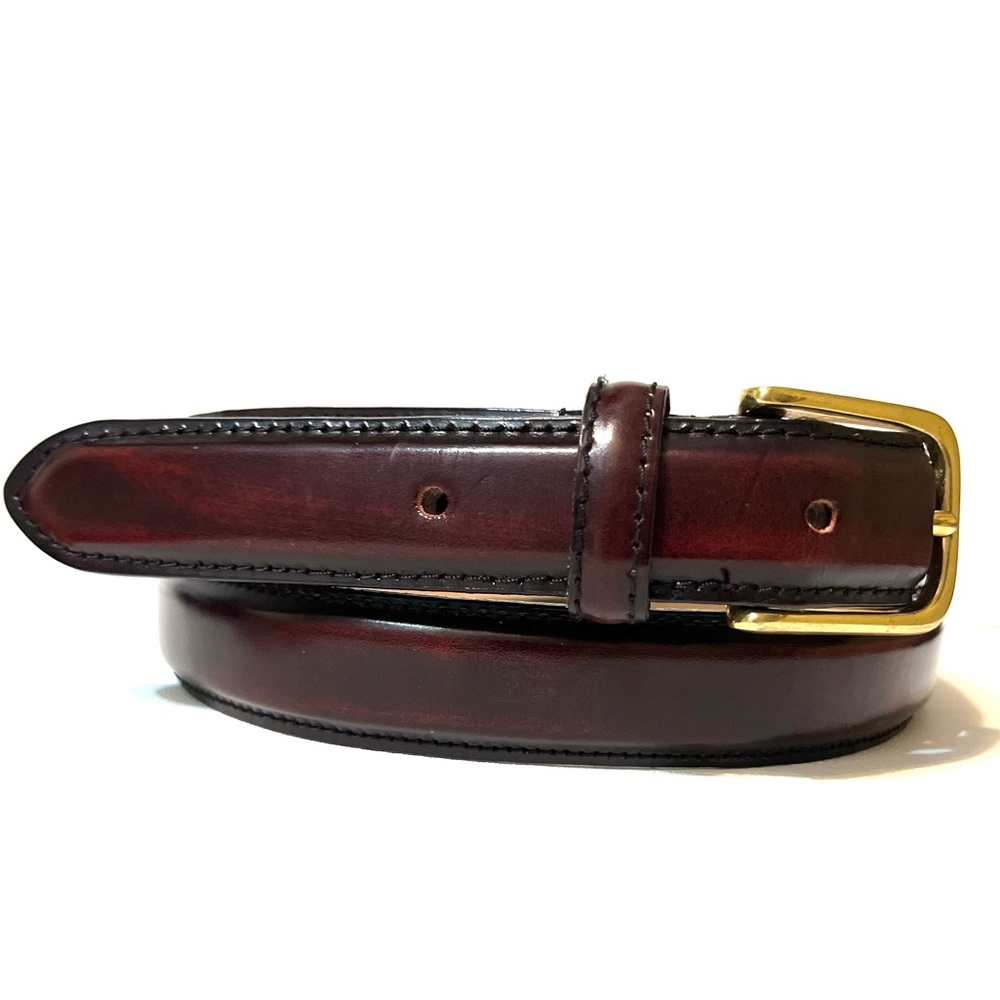 Men's Brown Leather Belt with Gold Buckle